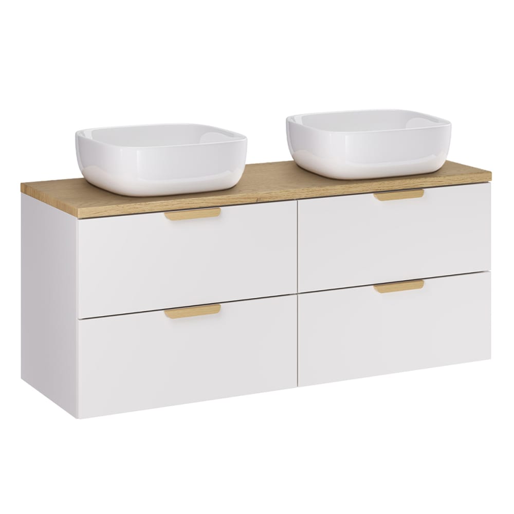 Meuble double vasque stratifiés blanc