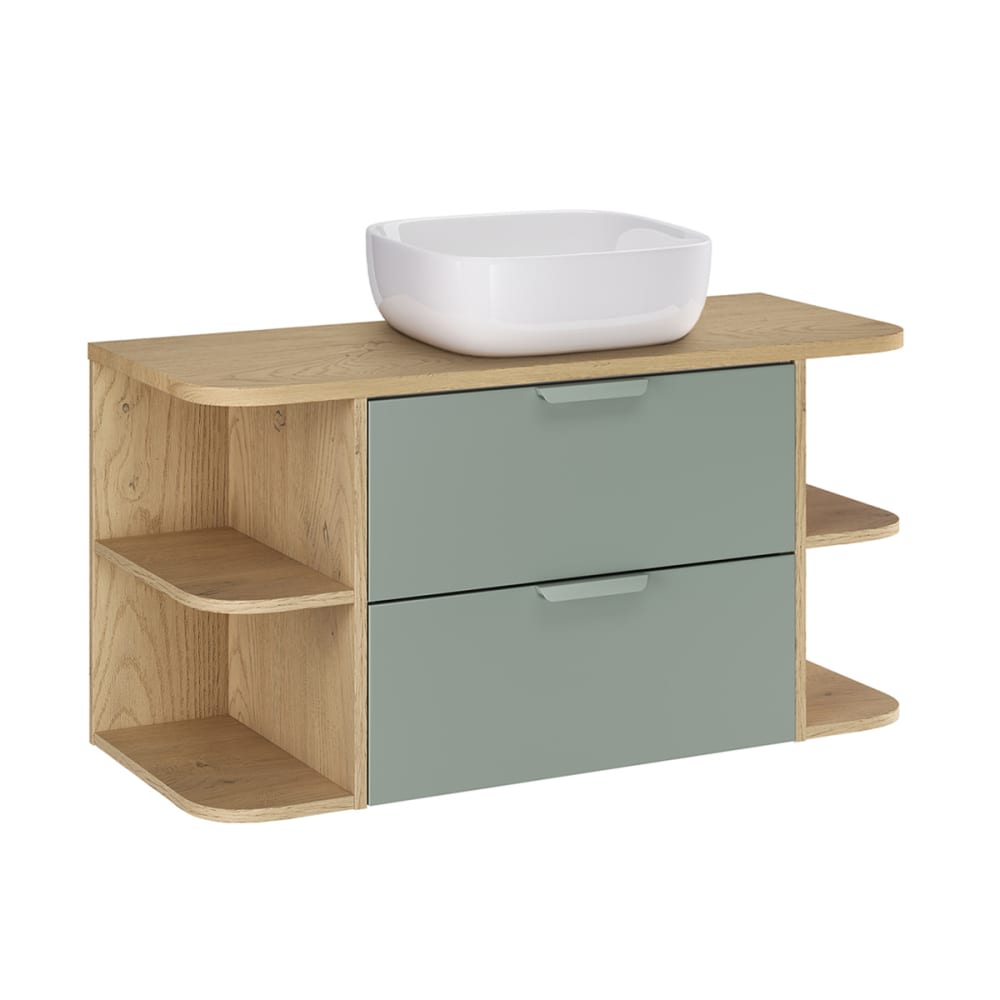 Meuble vasque niches arrondies stratifiés vert