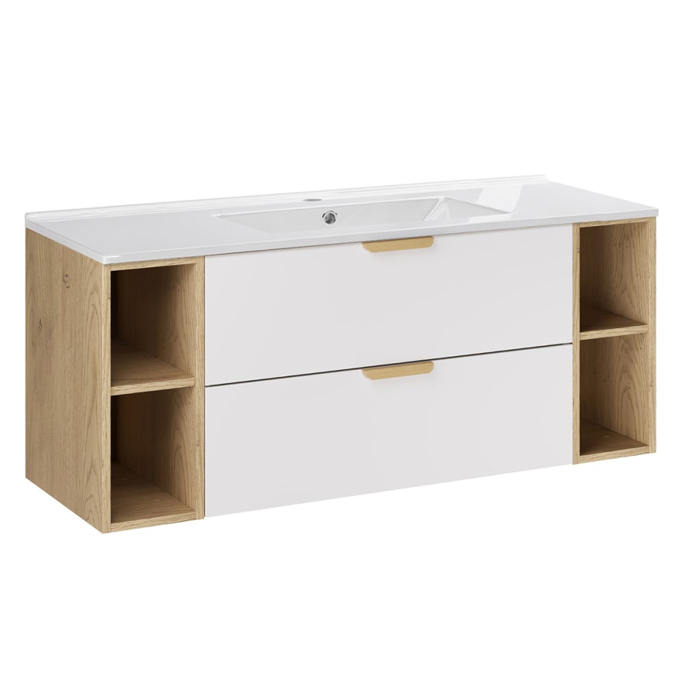 Meuble vasque encastrée 4 niches stratifiés blanc