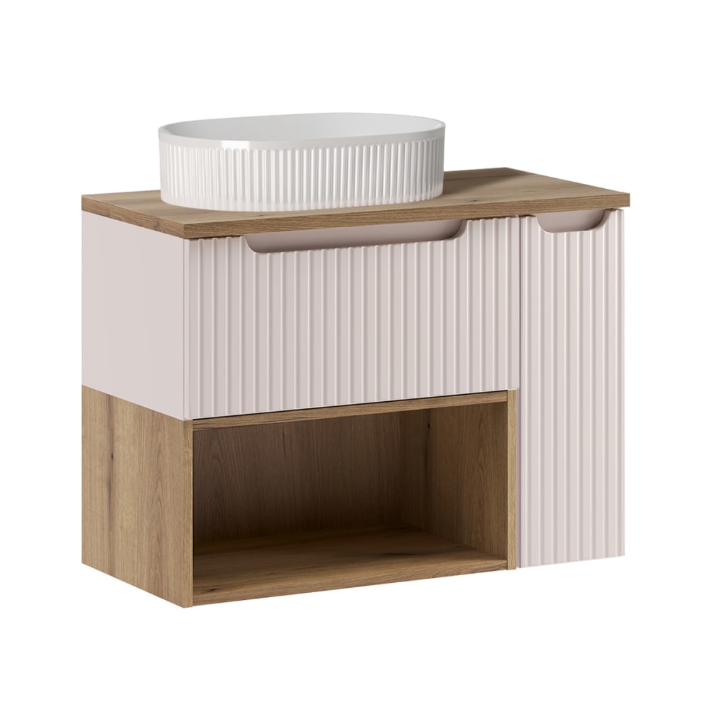 Meuble vasque niche stratifiés beige