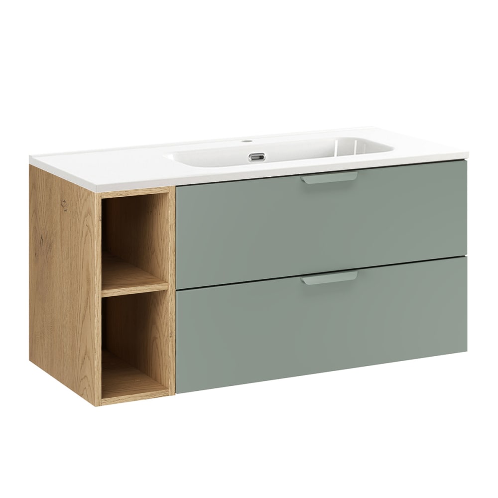Meuble vasque encastrée droite stratifiés vert
