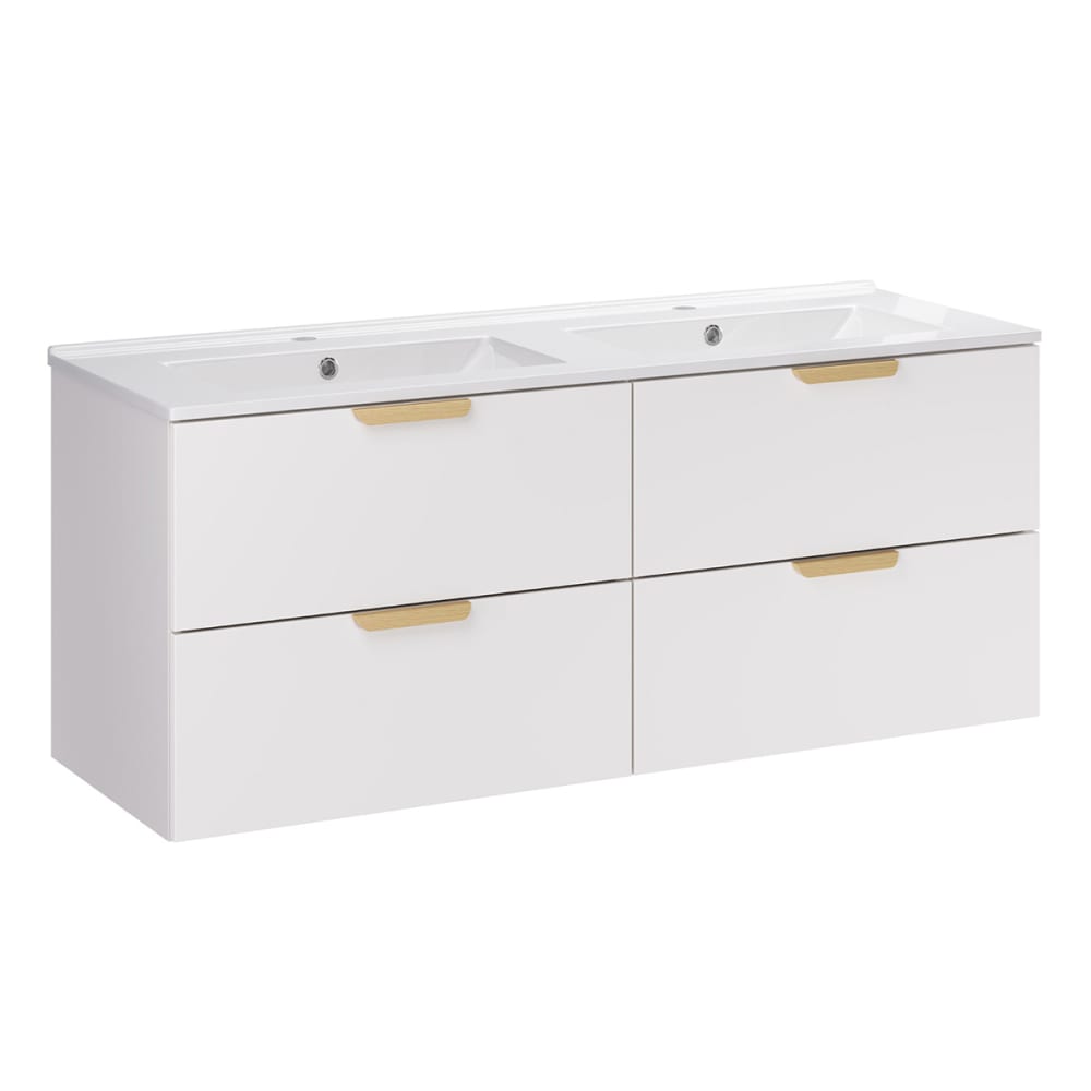 Meuble double vasque encastrée stratifiés blanc