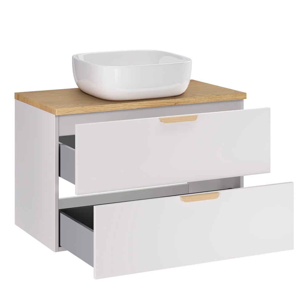 Einzelwaschtisch 80cm matt Laminierte Platten Weiß - Maisons Du