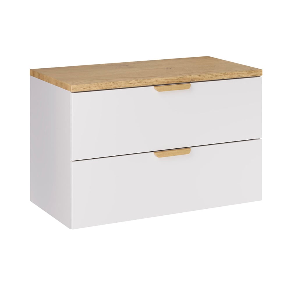 Petits meubles Waschtischunterschrank 80cm Laminierte Platten Weiß Weiß Spanplatte
