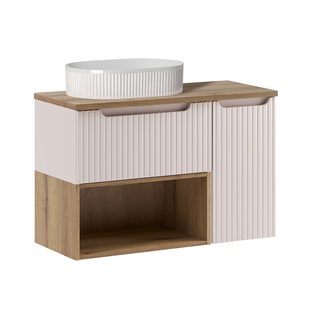 Meuble vasque 90cm stratifiés beige