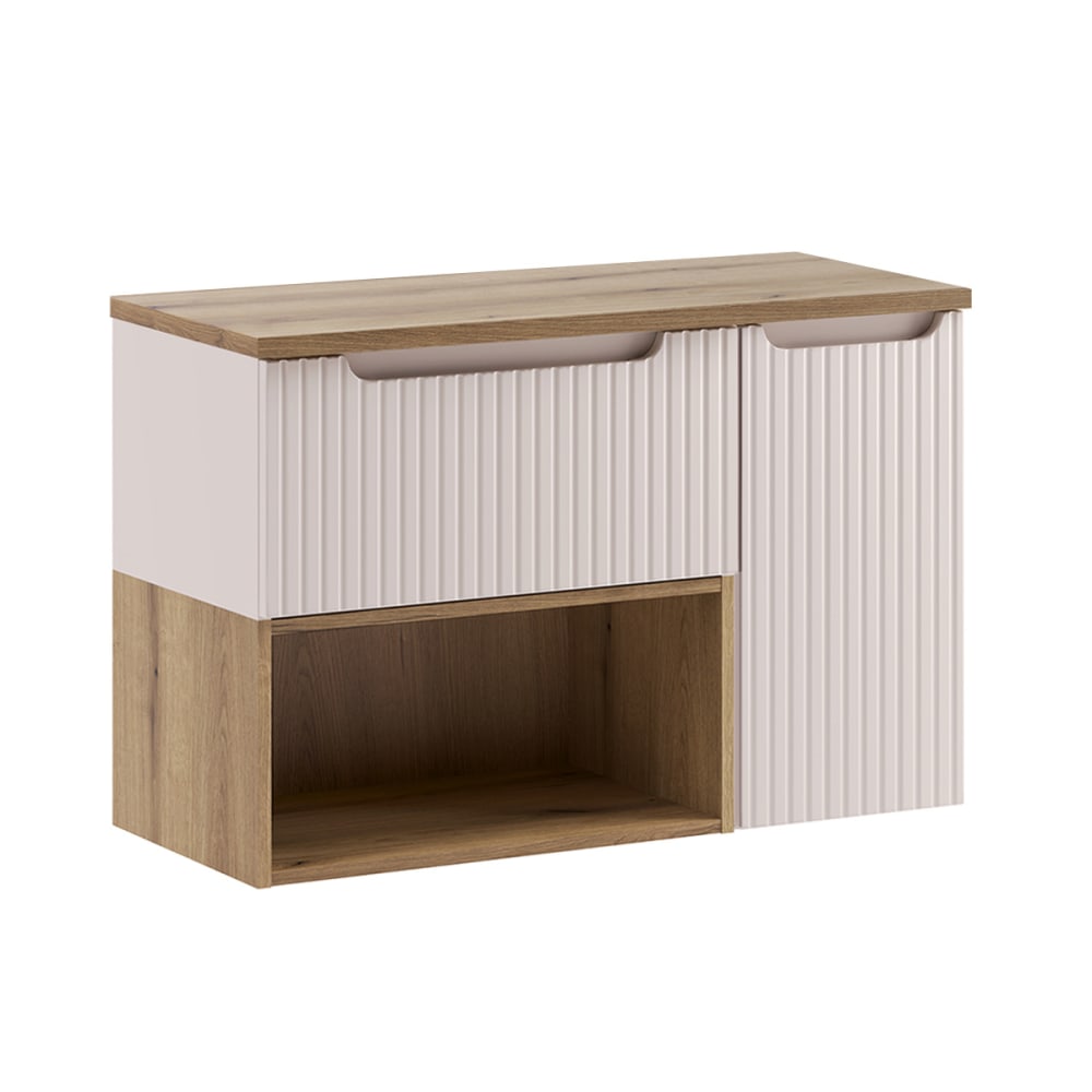 Meuble sous-vasque 90cm plan de toilette stratifiés beige