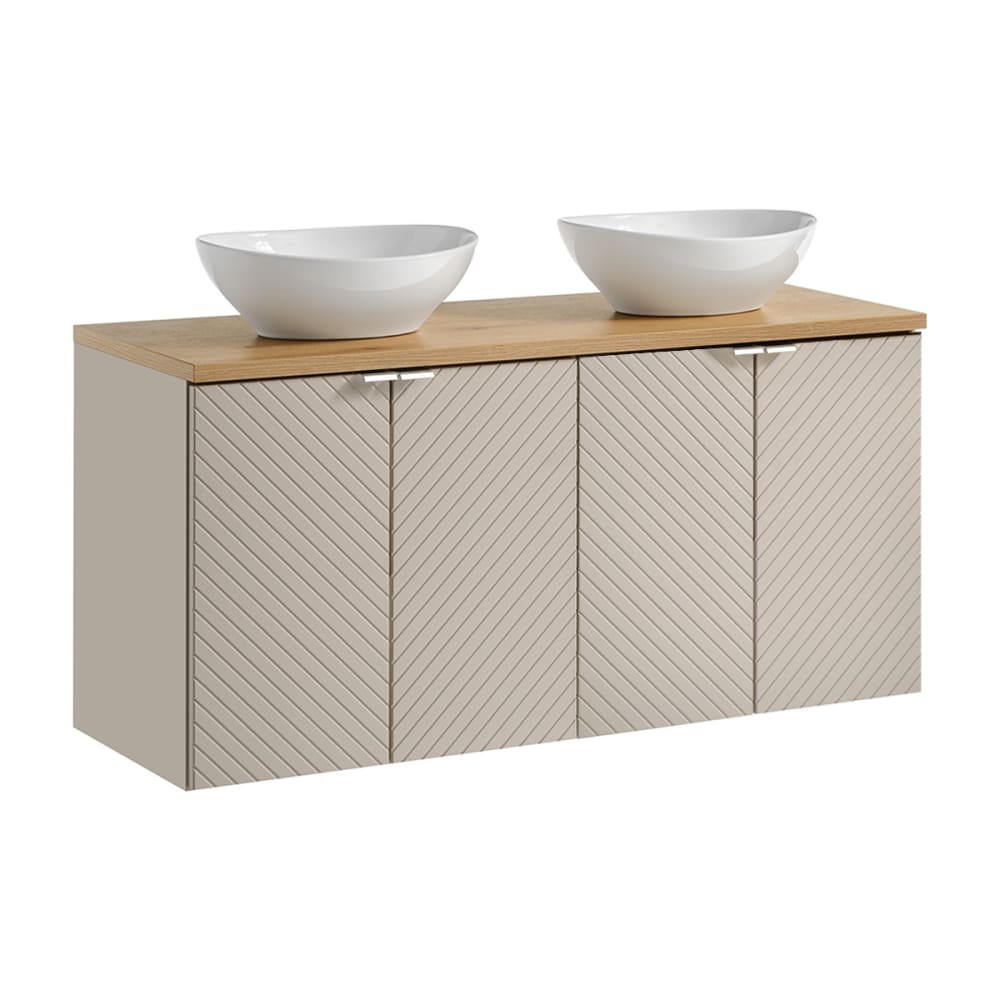 Meuble double vasque 4 portes stratifiés beige beige
