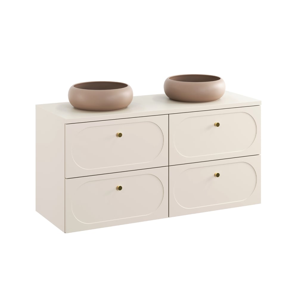 Meuble double vasque stratifiés beige sable