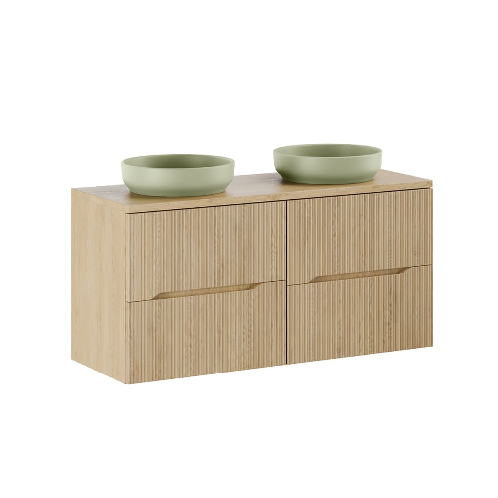 Meuble double vasque stratifiés chêne clair