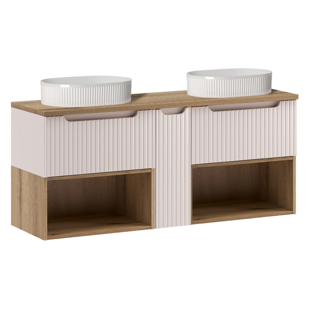 Meuble double vasque stratifiés beige