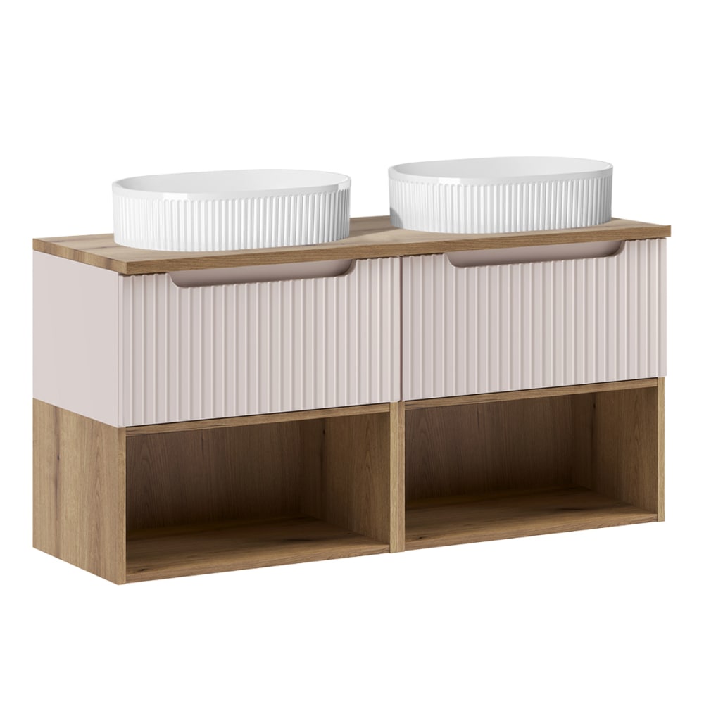 Meuble double vasque stratifiés beige