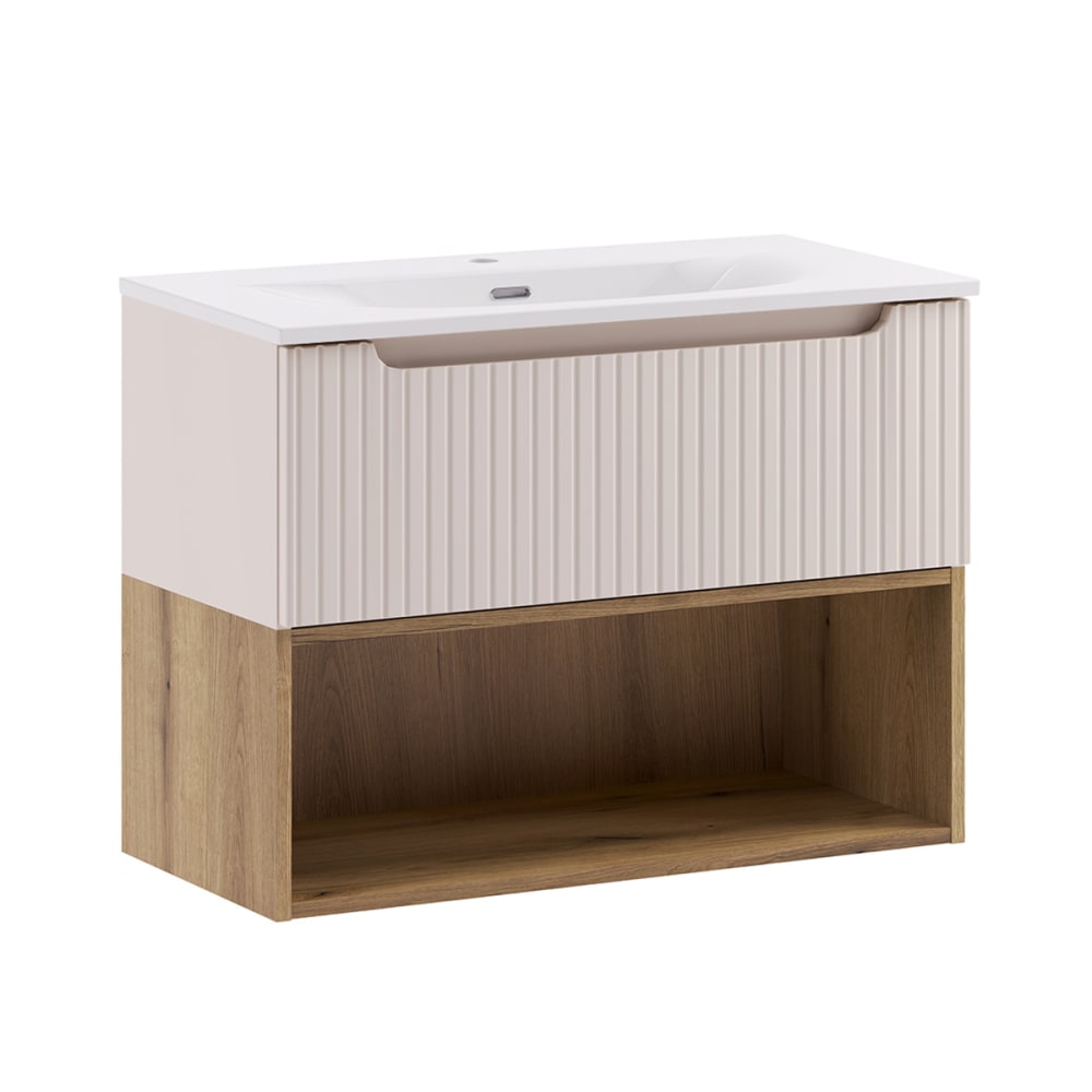 Meuble vasque encastrée stratifiés beige