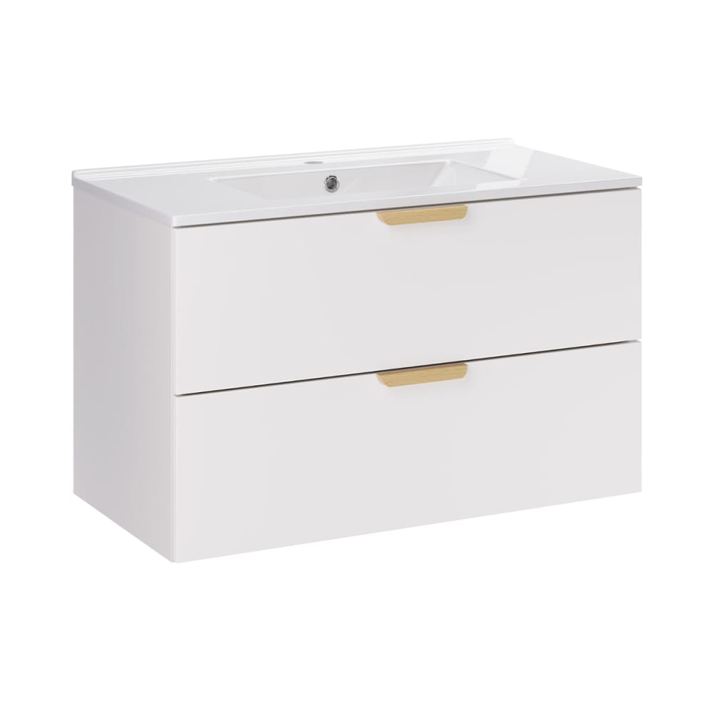 Meuble vasque encastrée stratifiés blanc