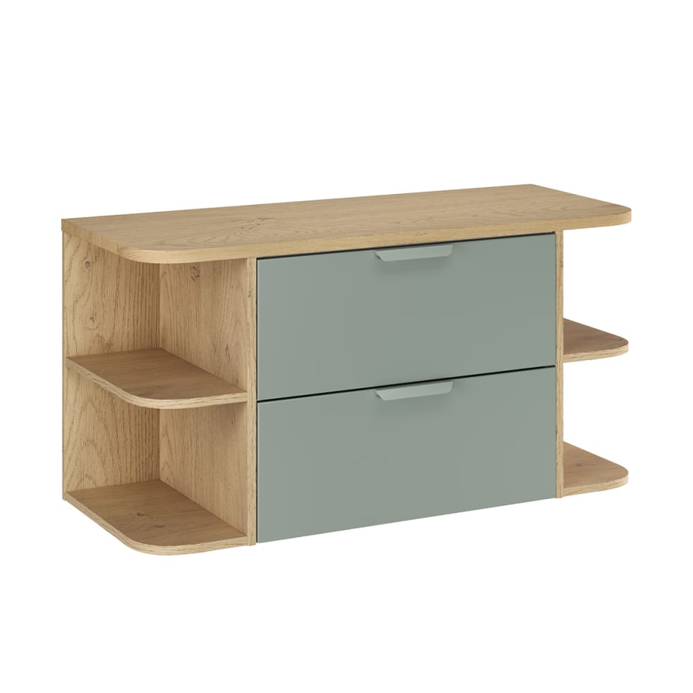 Meuble sous-vasque niches arrondies plan de toilette stratifiés vert