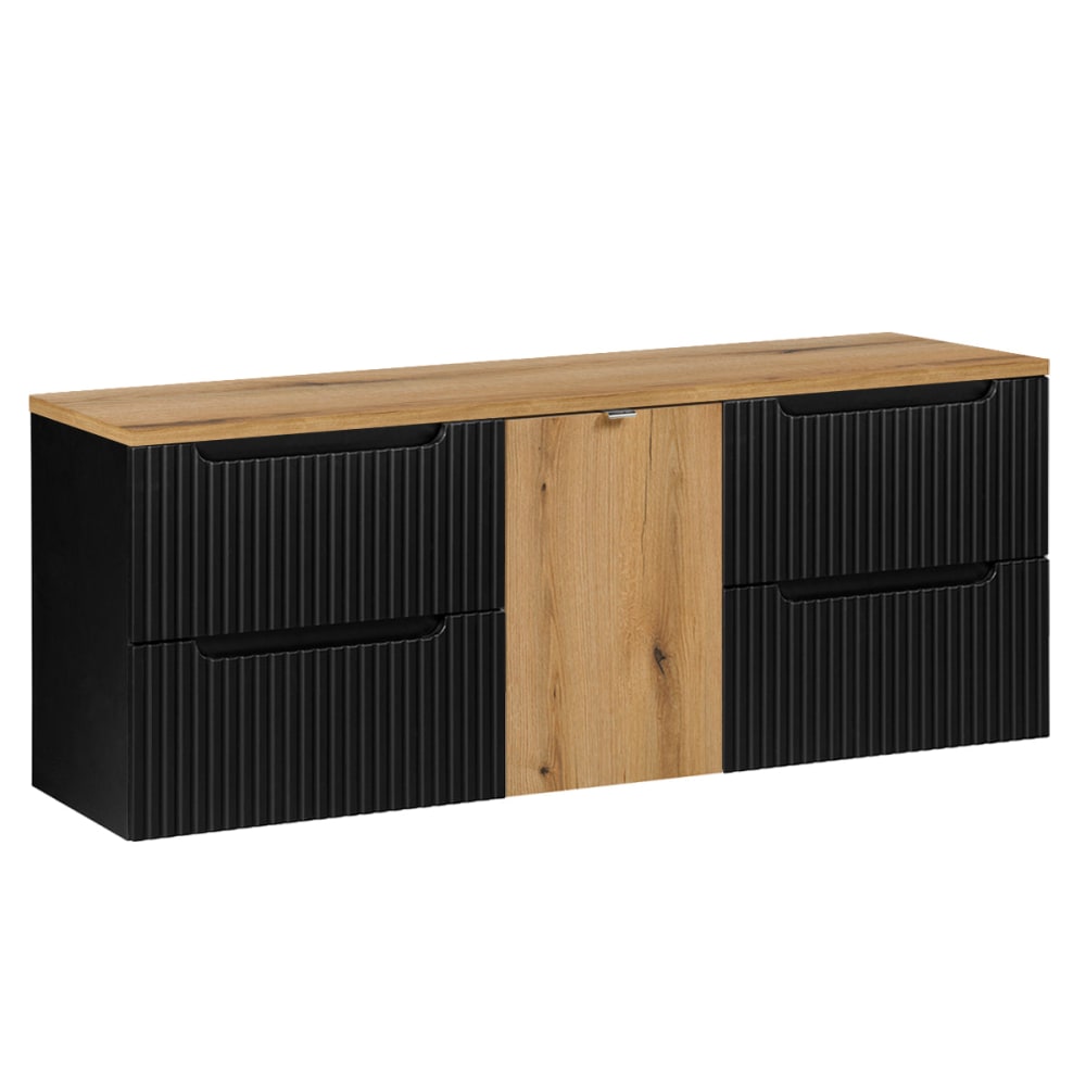 Waschbeckenunterschrank 160cm Laminierte Platten Schwarz -