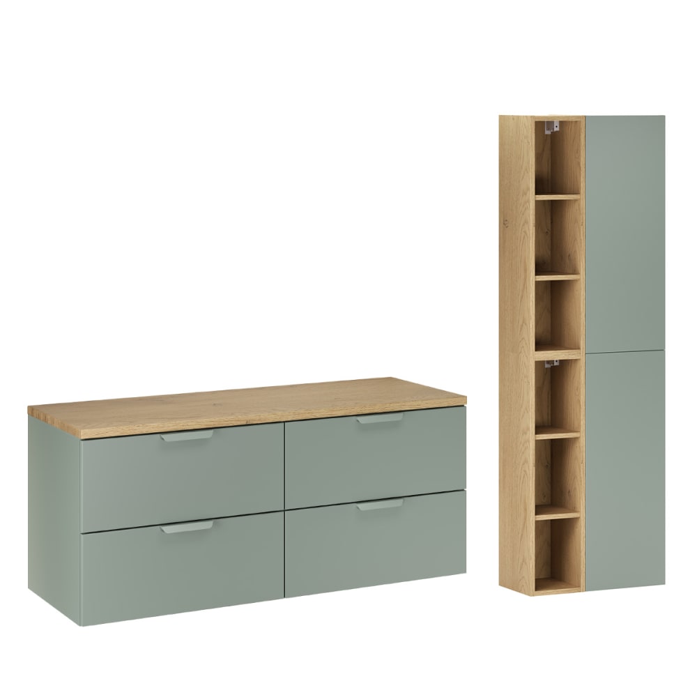 Ensemble meuble sous-vasque colonne stratifiés vert