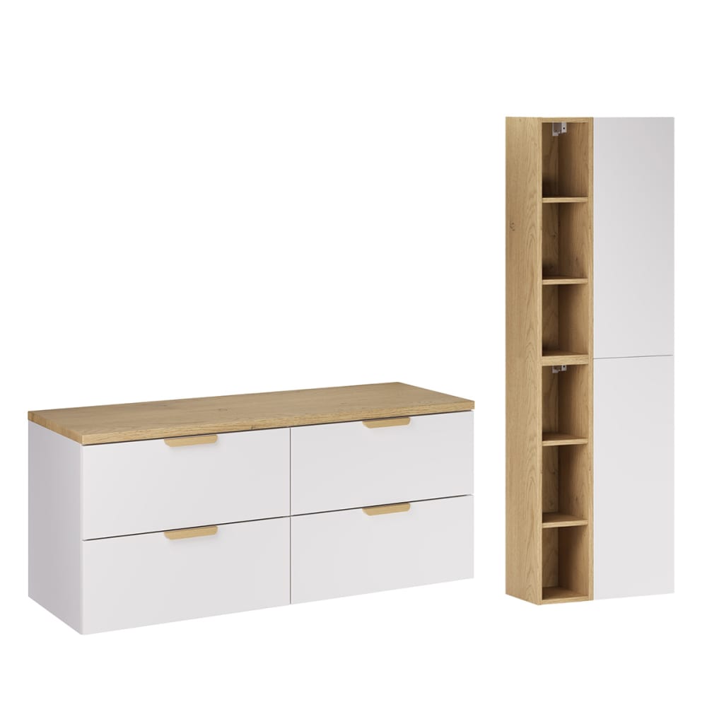 Ensemble meuble sous-vasque colonne stratifiés blanc