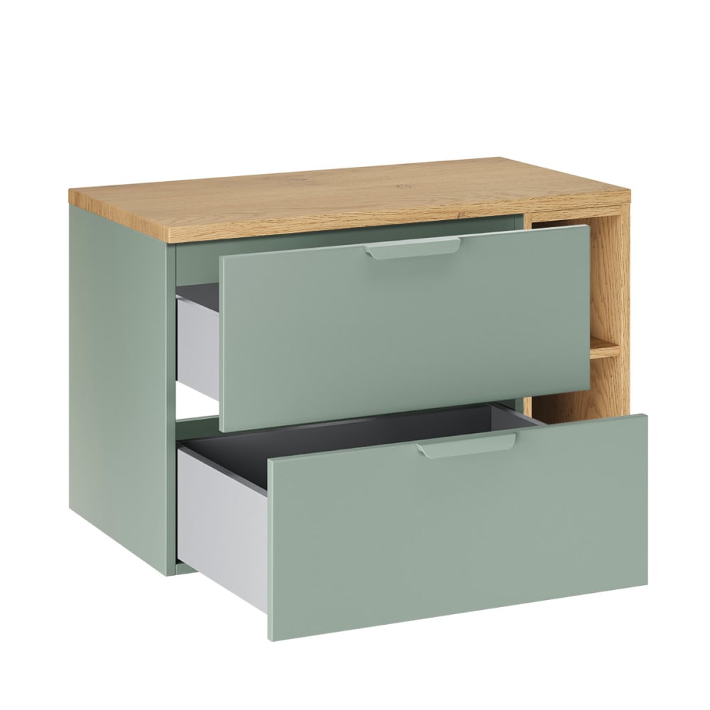 Waschtisch 80cm 2 Nischen Mattgrün Laminierte Platten Grün -
