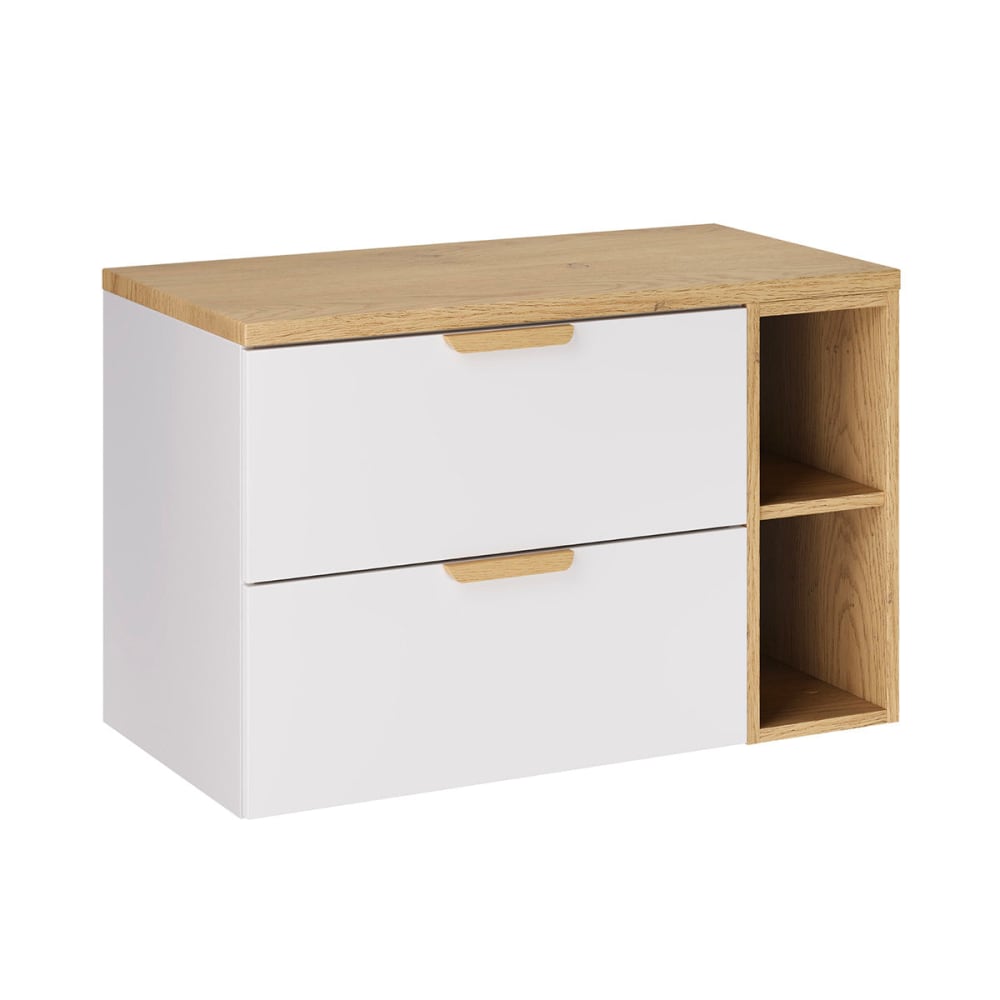 Petits meubles Waschtischunterschrank 80cm Laminierte Platten Weiß Weiß Spanplatte