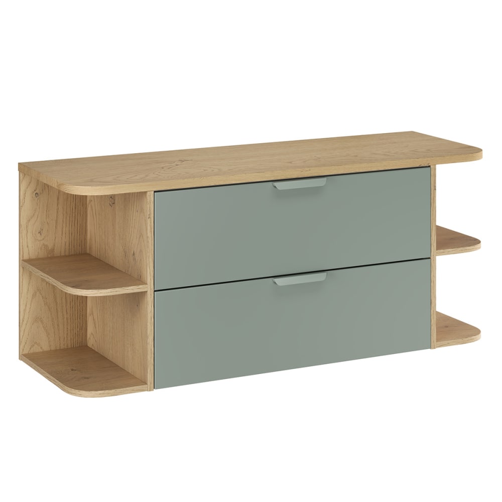 Meuble sous-vasque niches arrondies plan de toilette stratifiés vert