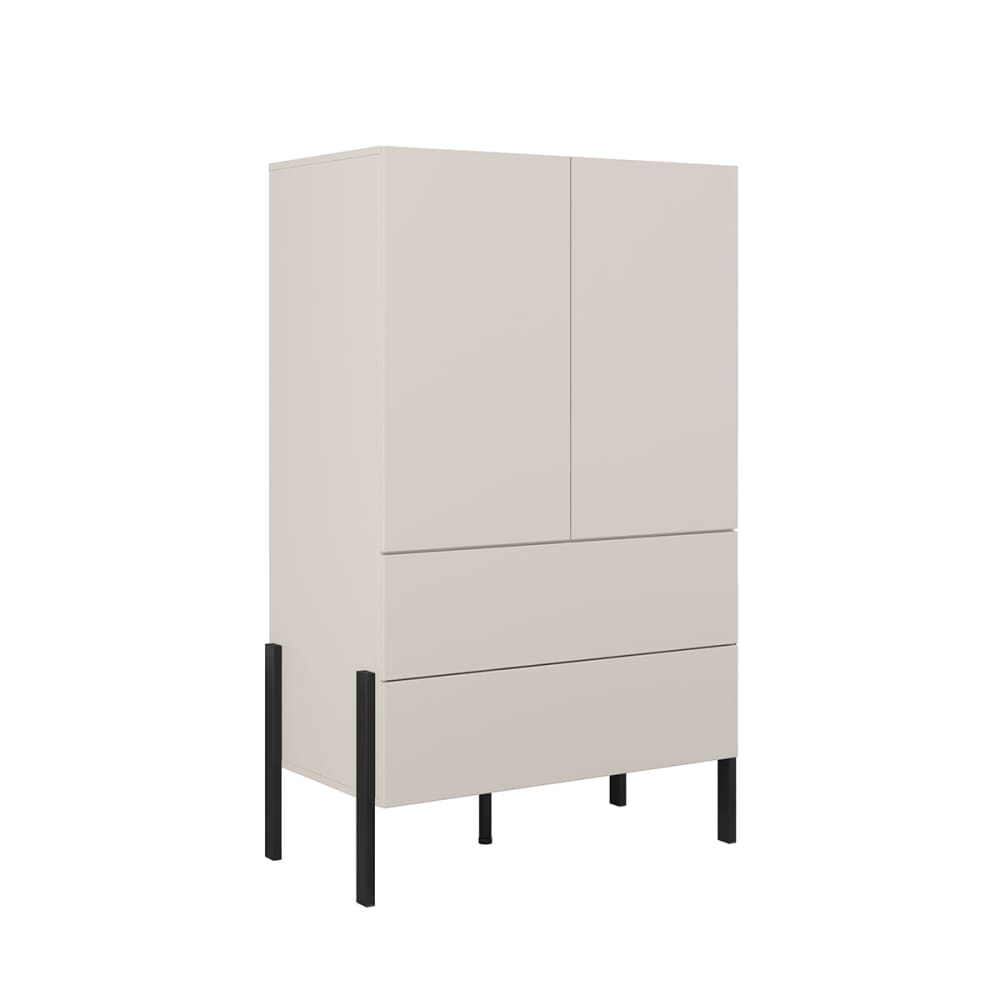 Petits meubles Schrank 2 Türen 2 Schubladen Melaminbeschichtete Platten Kaschmir Beige Spanplatte