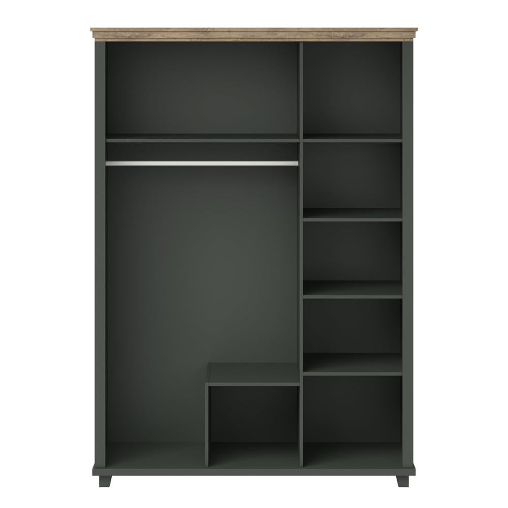 3-türiger Kleiderschrank Laminierte Platten Grün und Holz -