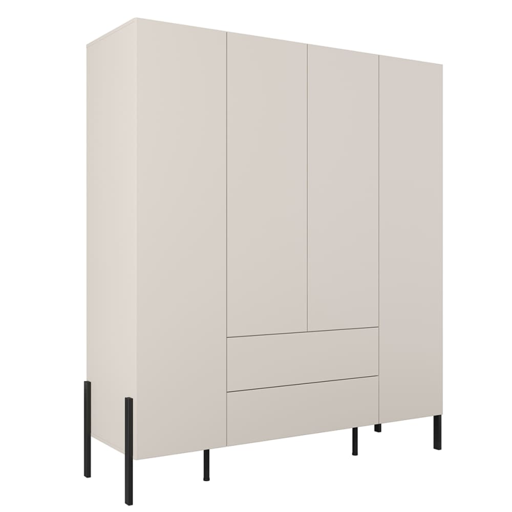 Armoire 4 portes 2 tiroirs stratifiés beige