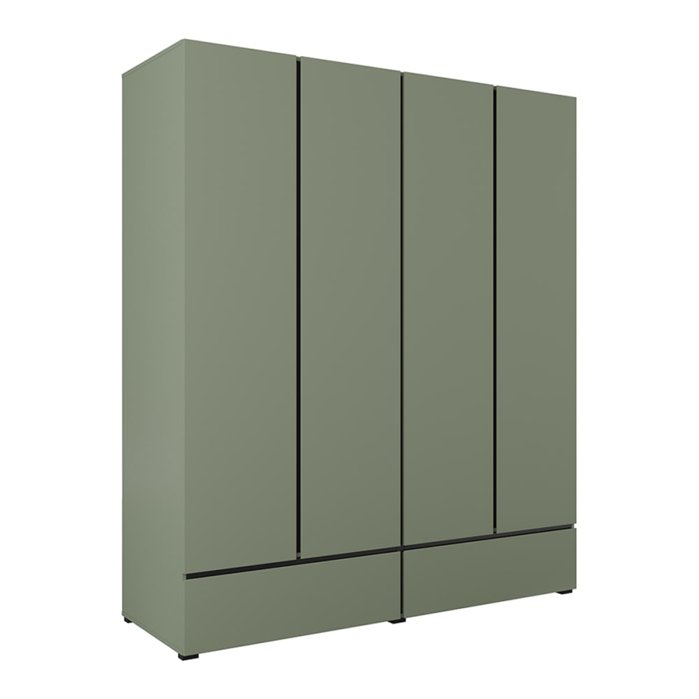 Armoire 4 portes 2 tiroirs stratifiés vert