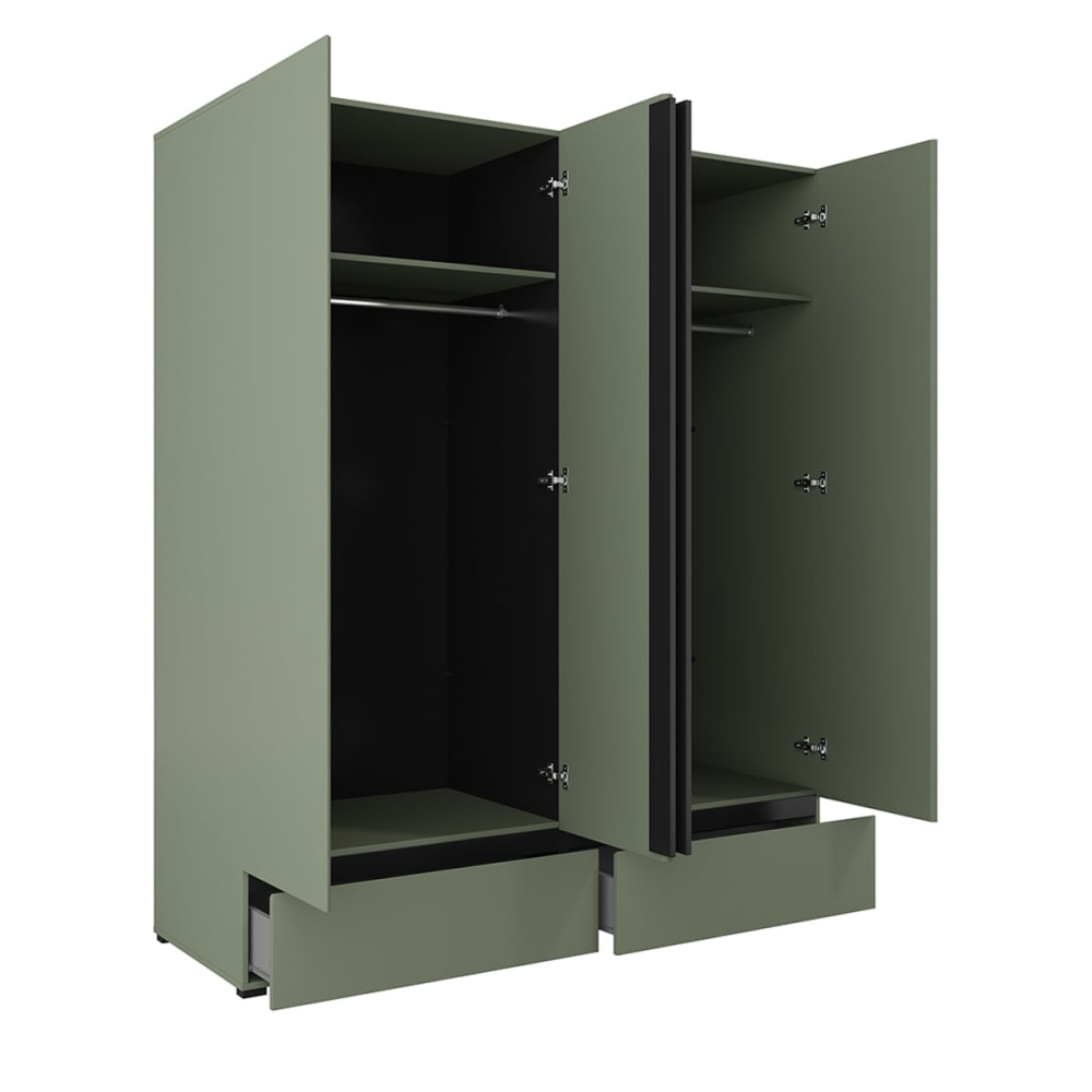 Armoire 4 portes 2 tiroirs panneaux stratifiés vert