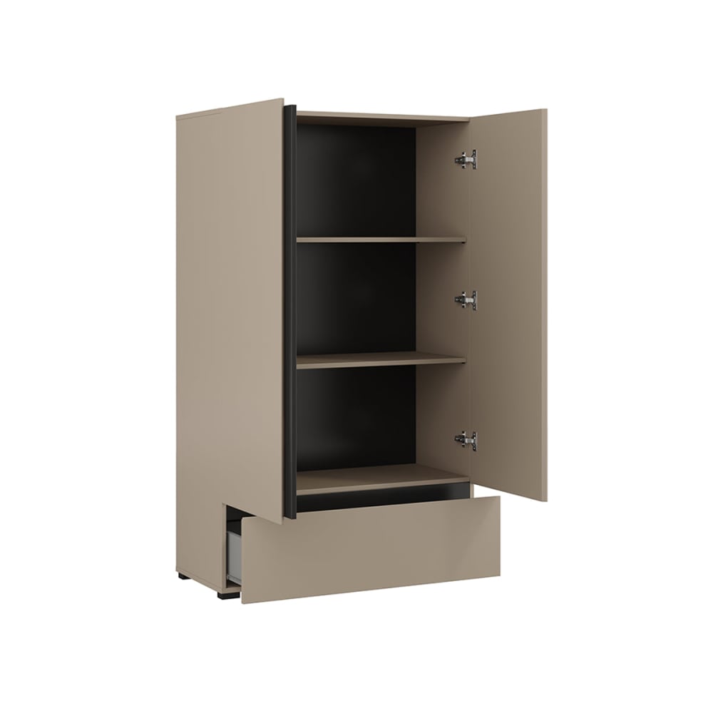 Kleiner Schrank 2 Türen 1 Schublade Laminierte Platten Braun -