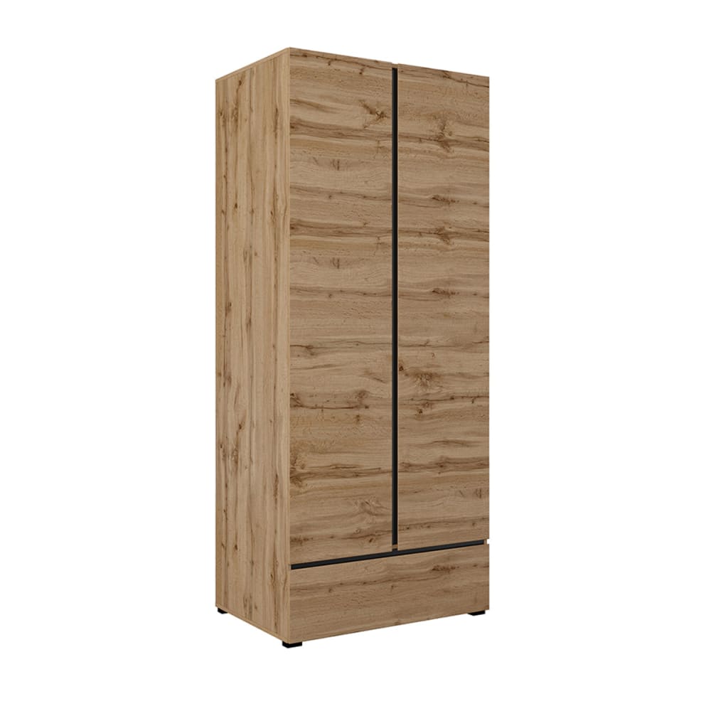 Petits meubles Schrank 2 Türen 1 Schublade Laminierte Platten Holz Braun Spanplatte