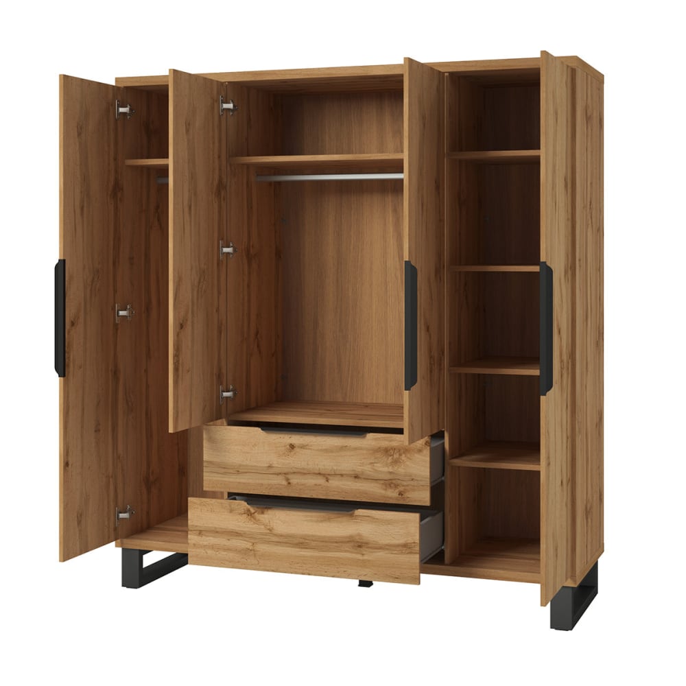 Schrank 4 Türen 2 Schubladen Laminierte Spanplatten Holz -