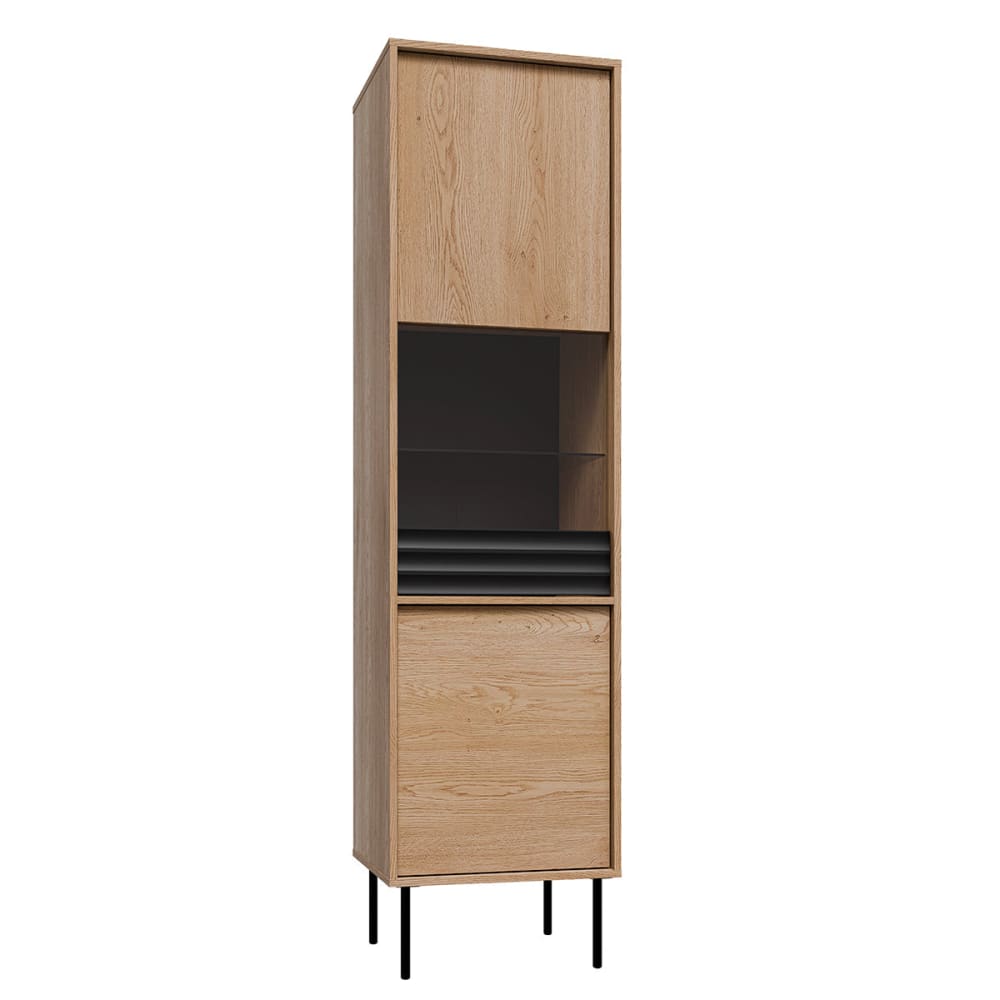 Petits meubles Astra 2-türige Vitrine Laminierte Platten Holz und Schwarz Braun Spanplatte