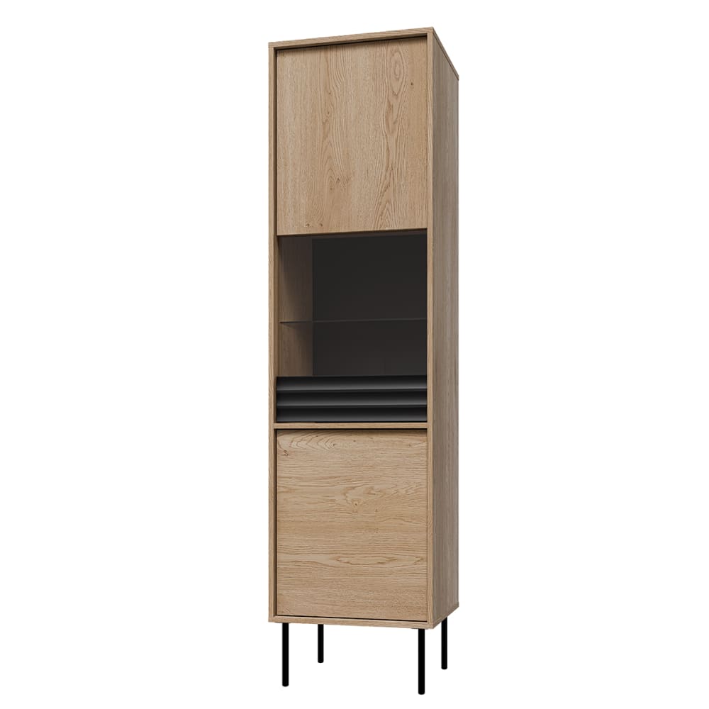 Vitrine 2 portes stratifiés beige et noir