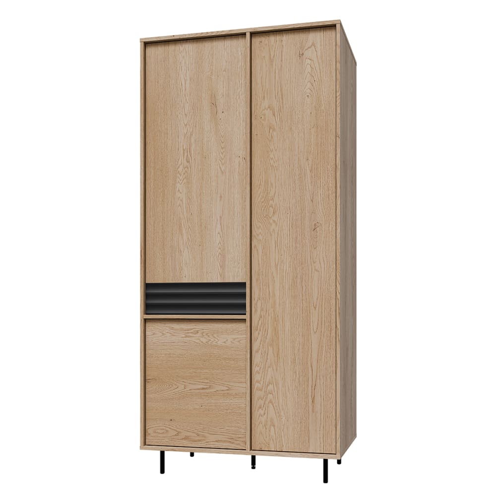 Armoire 3 portes stratifiés beige et noir