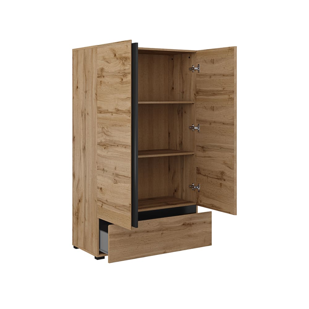 Petite armoire 2 portes 1 tiroir stratifiés beige