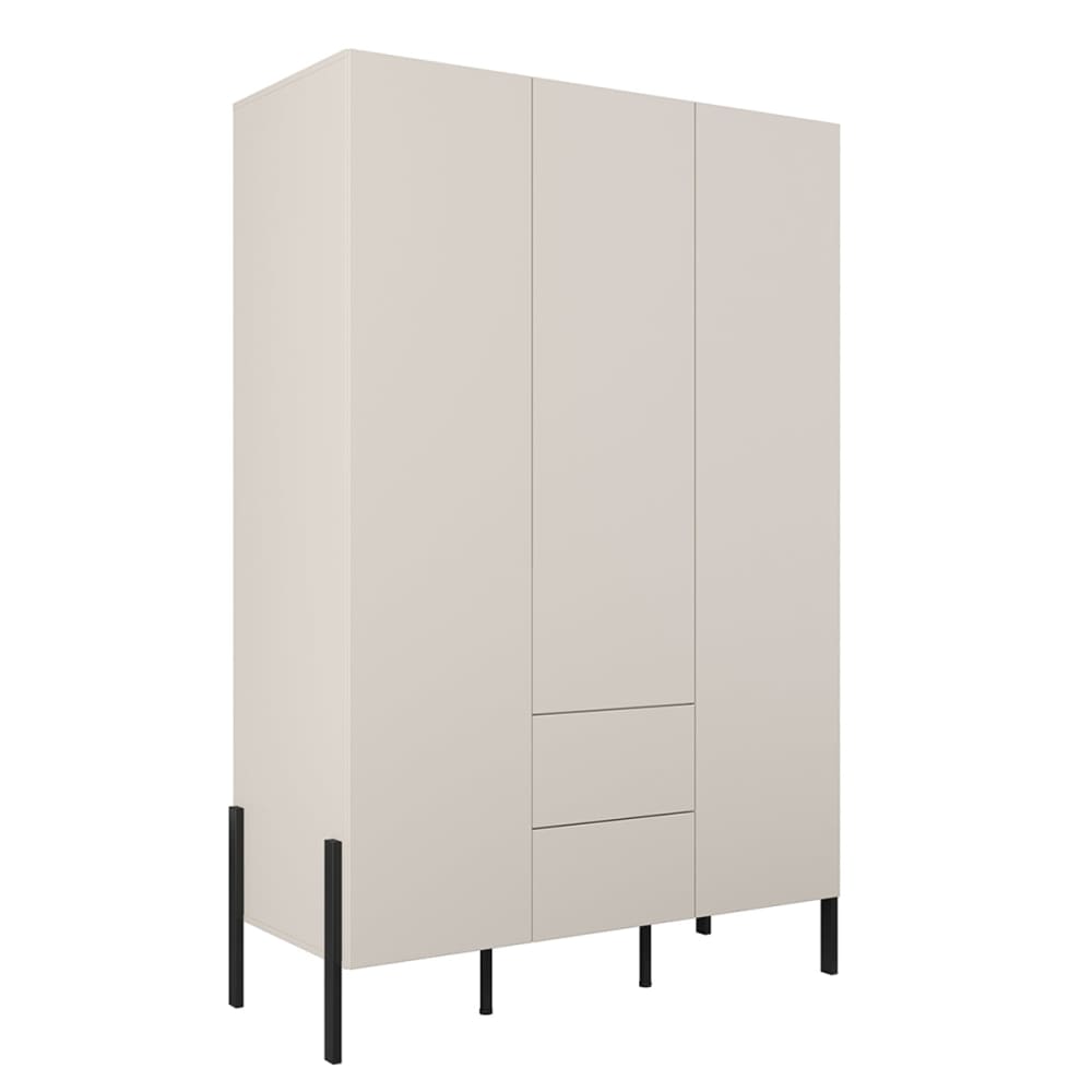 Petits meubles Schrank 3 Türen 2 Schubladen Melaminbeschichtete Platten Kaschmir Beige Spanplatte