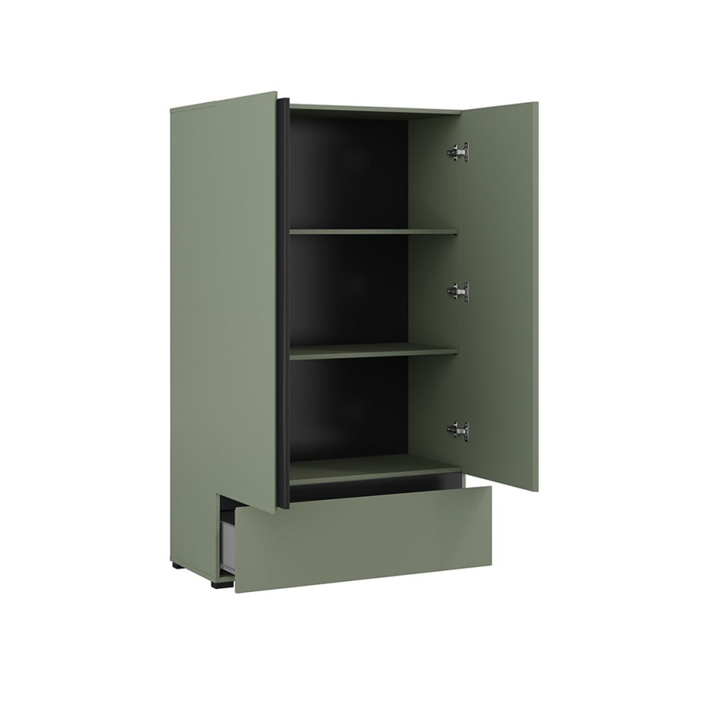 Petite armoire 2 portes 1 tiroir panneaux stratifiés vert