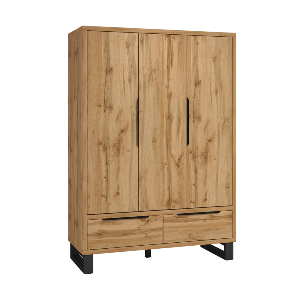 Armoire 3 portes 2 tiroirs stratifiés beige