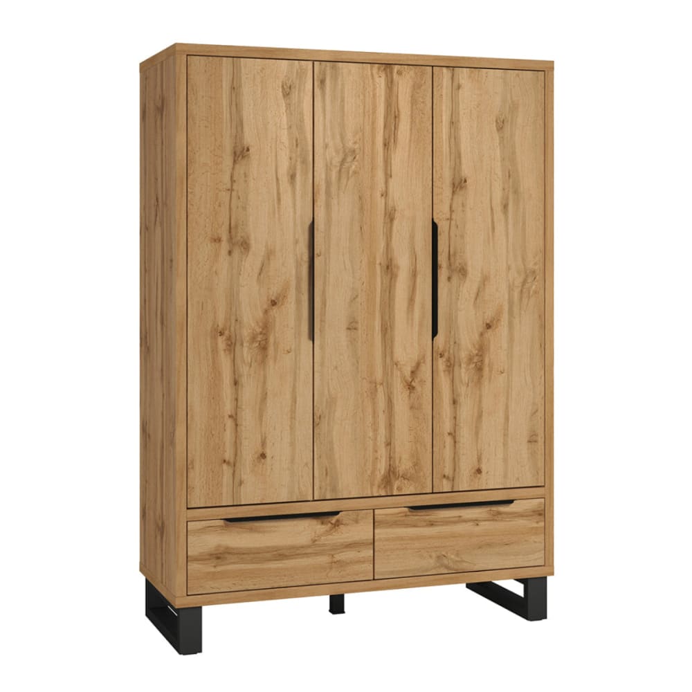 Petits meubles Schrank 3 Türen 2 Schubladen Laminierte Spanplatten Holz Braun Spanplatte