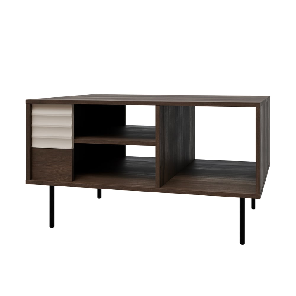Petits meubles Astra Couchtisch Laminierte Platten Dunkles Holz und Kaschmir Braun Spanplatte