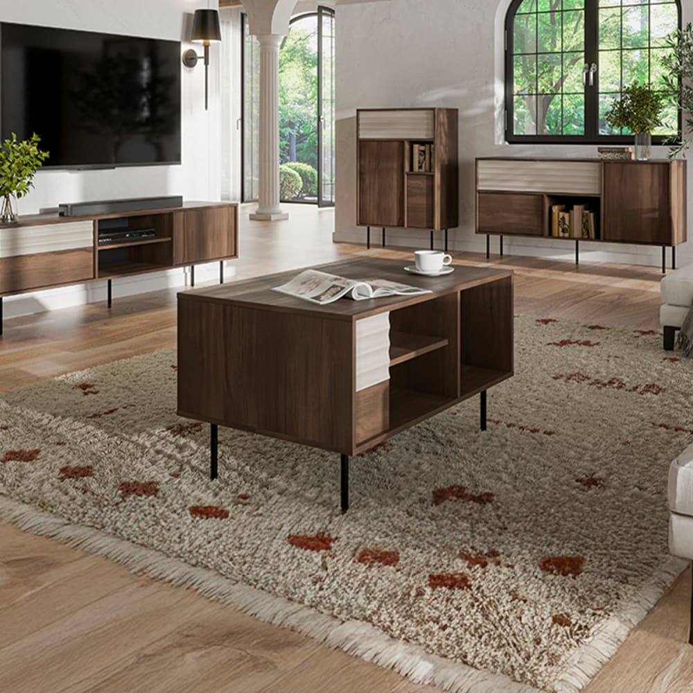 Astra Couchtisch Laminierte Platten Dunkles Holz und Kaschmir -