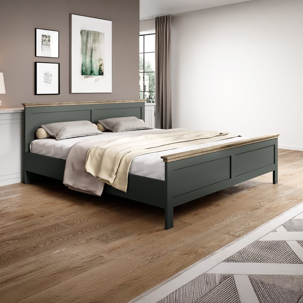 Petits meubles Bett 140x200 inkl. Lattenrost Laminierte Platten Grün und Holz style modern Grün Spanplatte