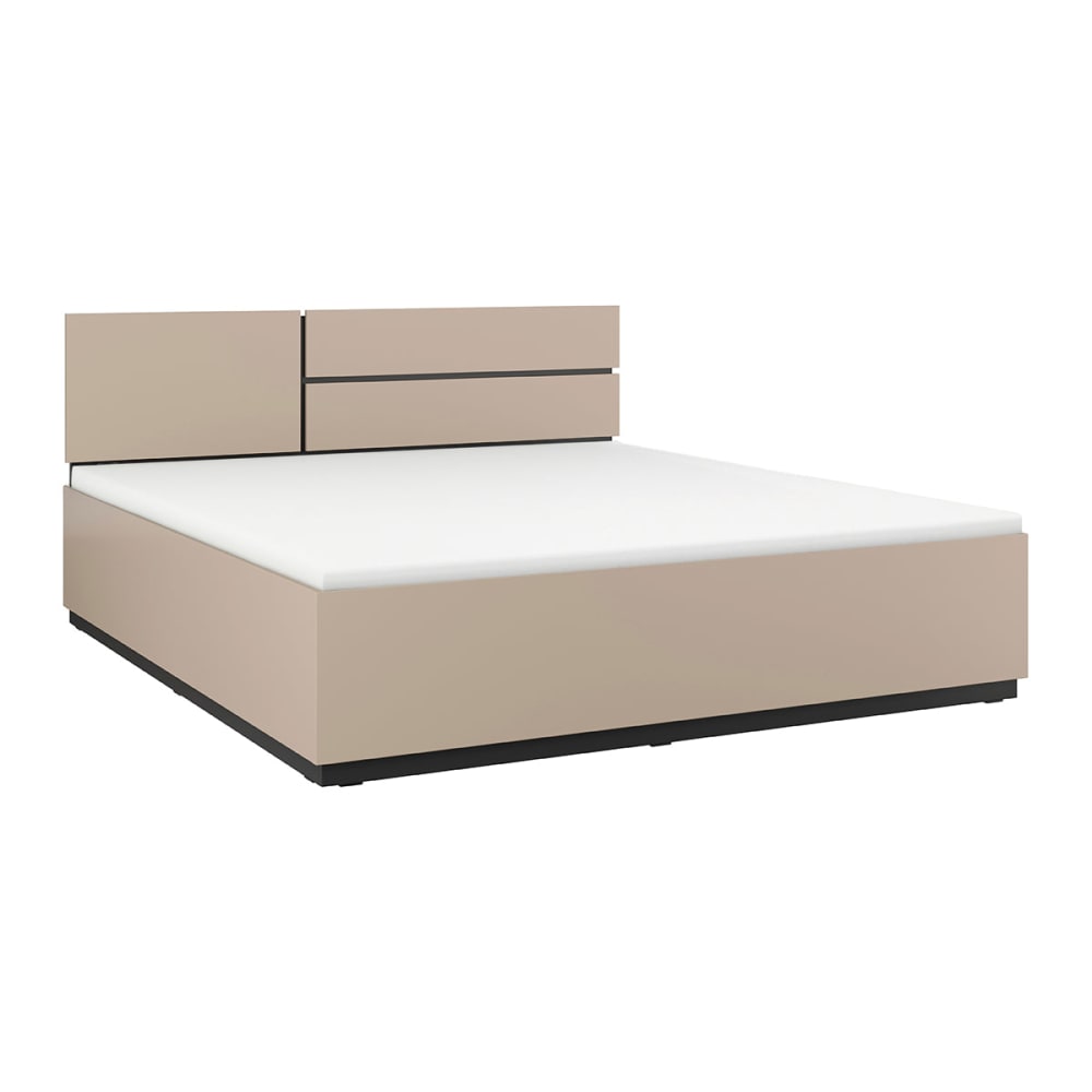 Lit 180x200 sommier inclus panneaux stratifiés taupe Lit 180x200 sommier inclus panneaux stratifiés taupe