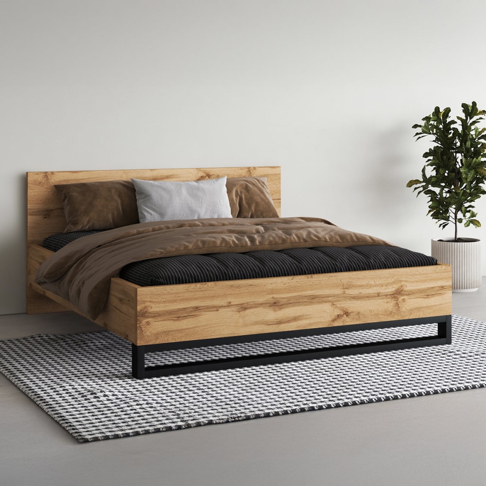Petits meubles Bett 160x200 inkl. Lattenrost Laminierte Spanplatten Holz style modern Braun Spanplatte