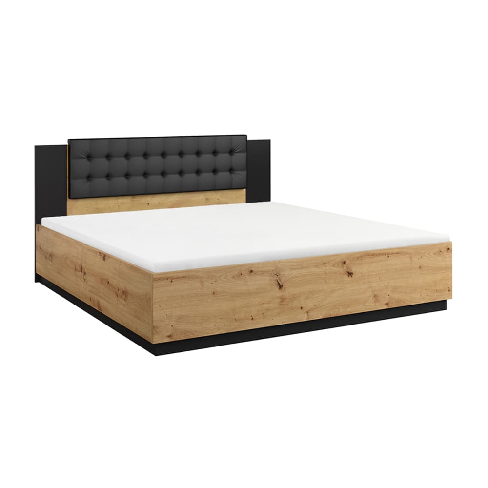 Lit 140x200 sommier inclus stratifiés beige et noir