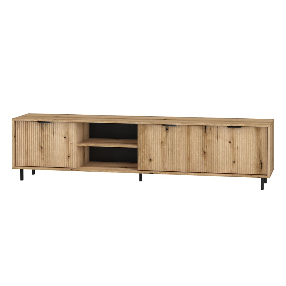 Meuble TV 3 portes 200 cm stratifiés beige