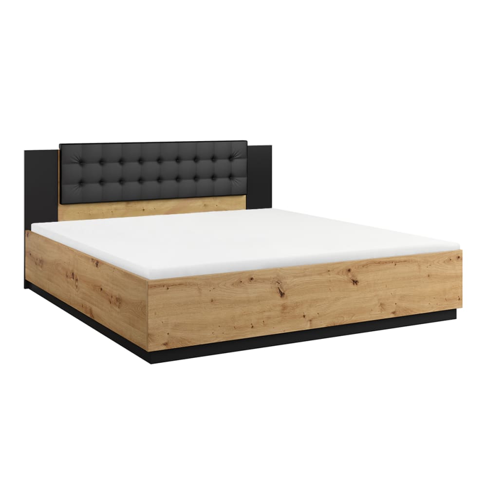 Lit 160x200 sommier inclus stratifiés beige et noir