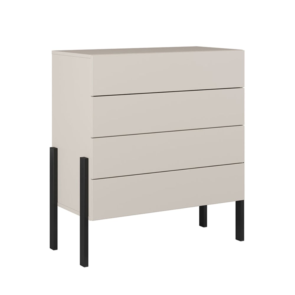 Commode 4 tiroirs panneaux mélaminés beige Commode 4 tiroirs panneaux mélaminés beige