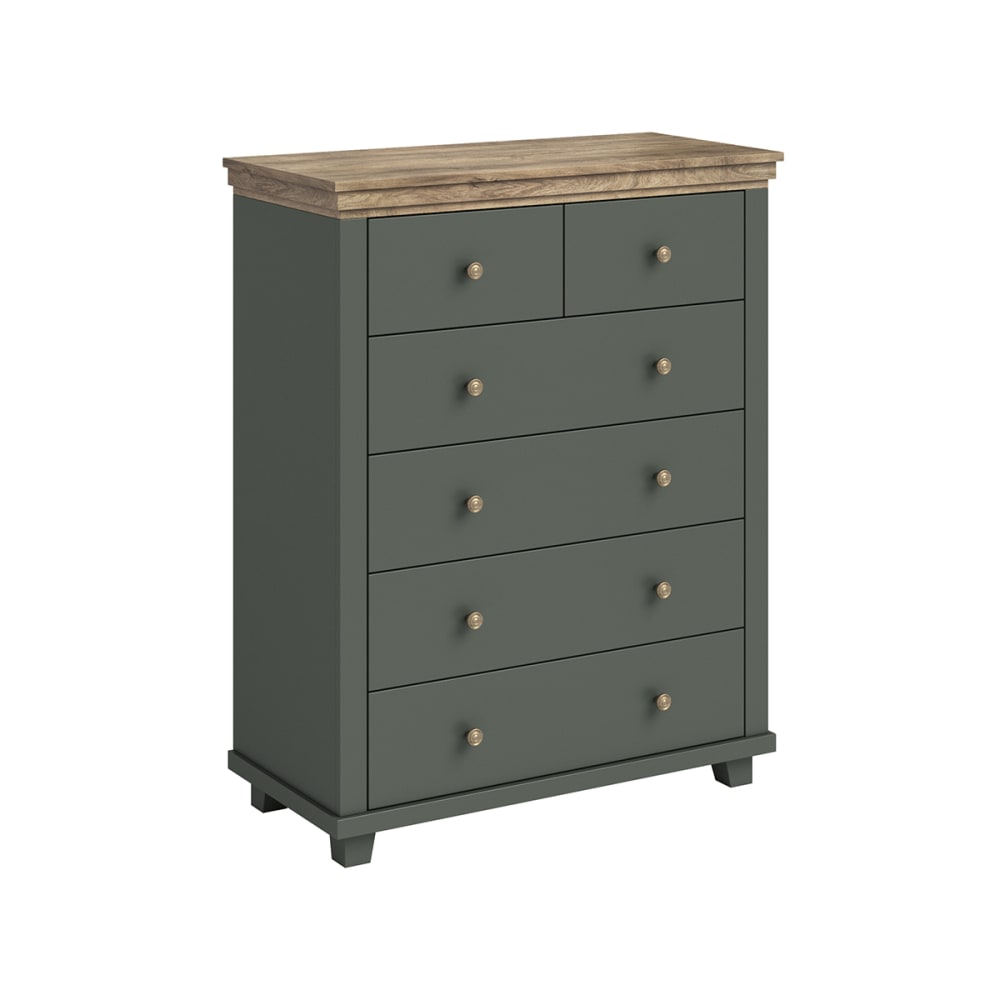 Commode 6 tiroirs stratifiés naturel vert